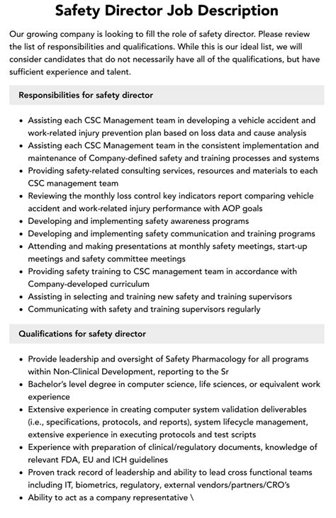 safety director jobs