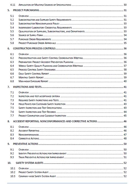 safety manual table of contents Doc