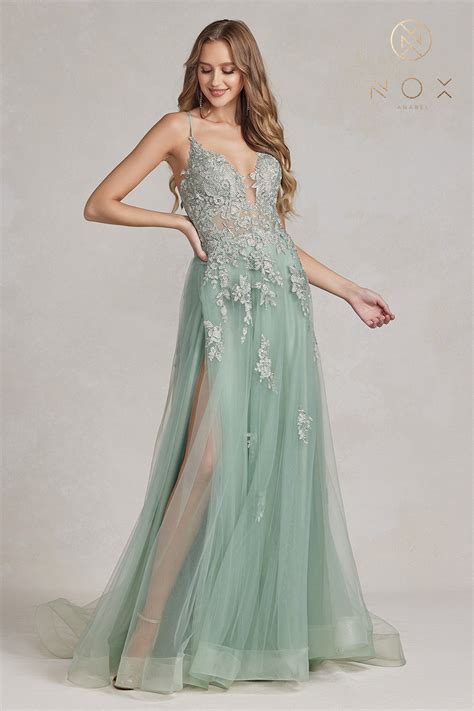 sage green formal dresses