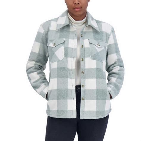 sage ladies' plush shirt jacket