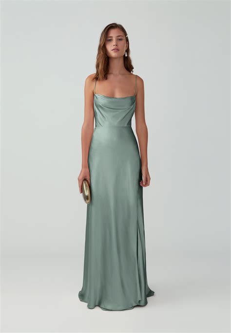 sage satin dress