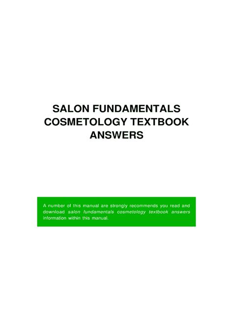 salon fundamentals cosmetology teacher study guide answers Epub