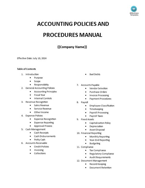 sample accounting procedures manual template Epub