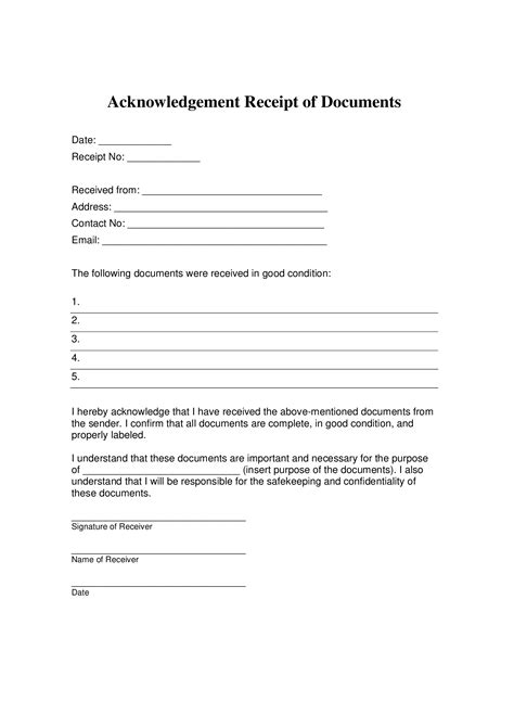 sample acknowledgement letter for receipt of documents Epub