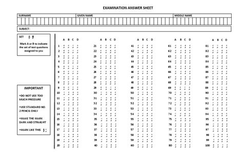 sample answer sheet for board exam Epub