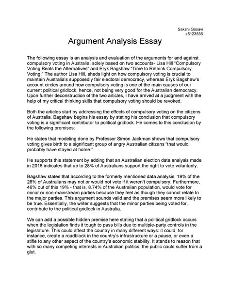 sample argument analysis essay Epub