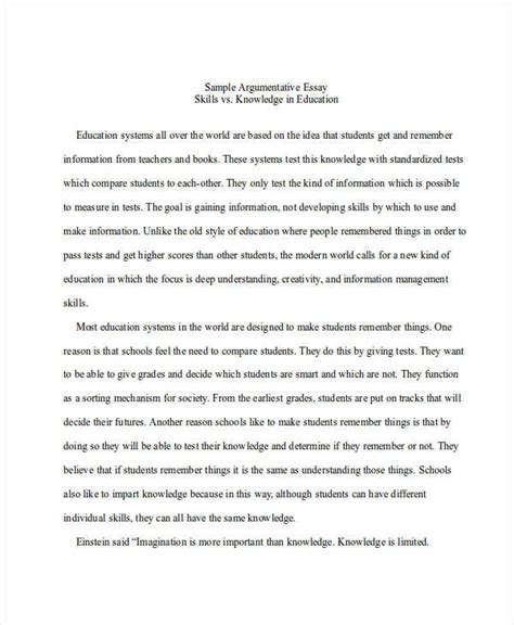 sample argumentative essay for student Doc