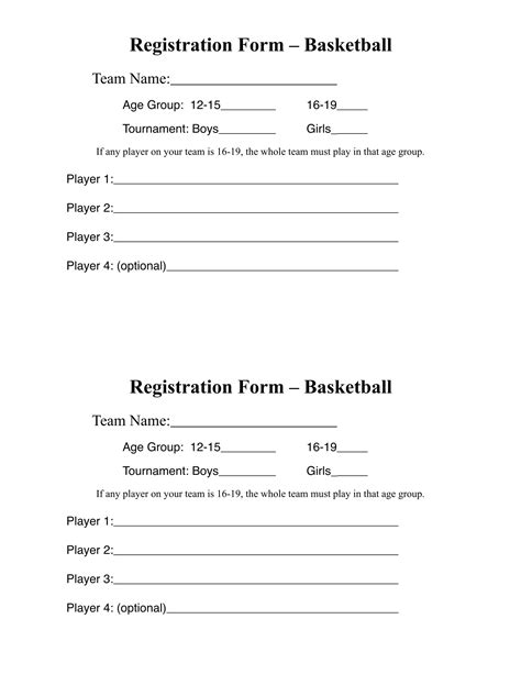 sample basketball registration form template Ebook PDF