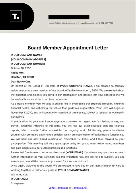 sample board member appointment letter foundation Epub