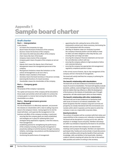 sample board of directors charter Epub