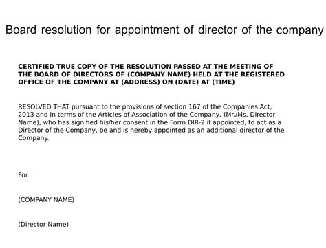 sample board resolution director appointment Reader