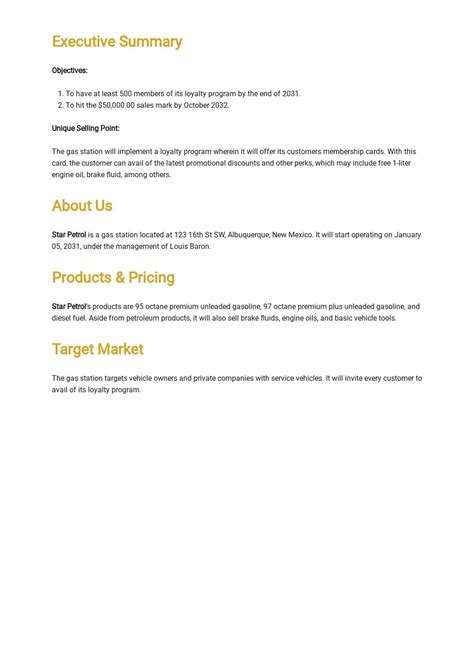 sample business plan for a gas station Epub