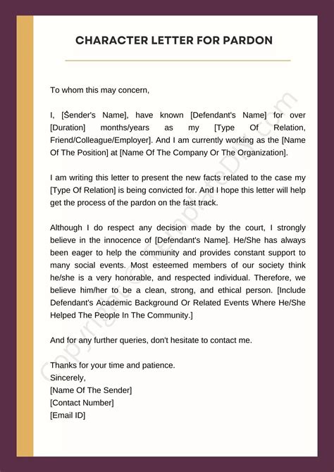 sample character reference letter for pardon Epub