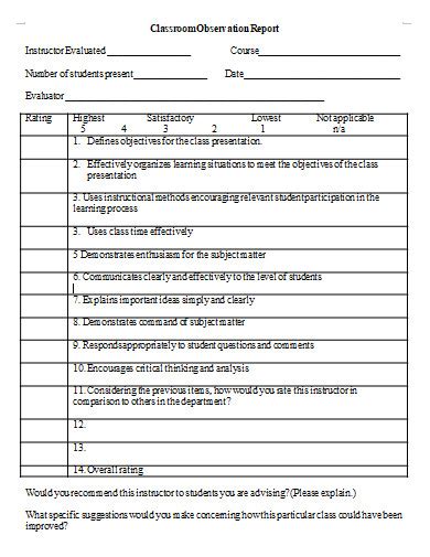 sample classroom observation paper Epub