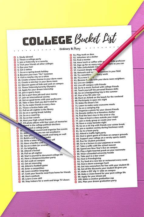 sample college bucket list ideas