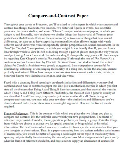 sample compare and contrast papers Doc