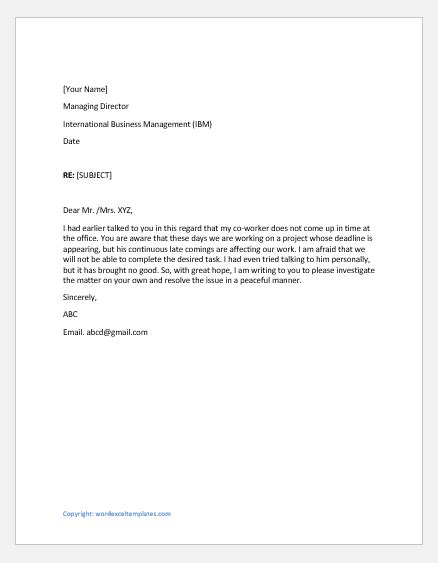 sample complaint letter against supervisor for retaliation Doc