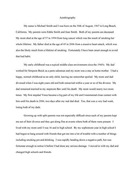 sample conclusion paragraph for autobiography Epub