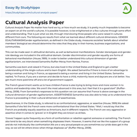 sample cultural analysis paper PDF
