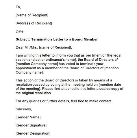 sample end of board term letter Doc