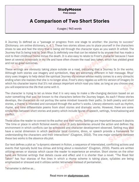 sample essay comparing two short stories Kindle Editon