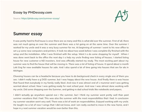 sample essay for summer program Doc