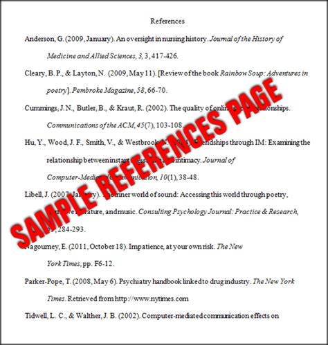 sample essay reference page Doc