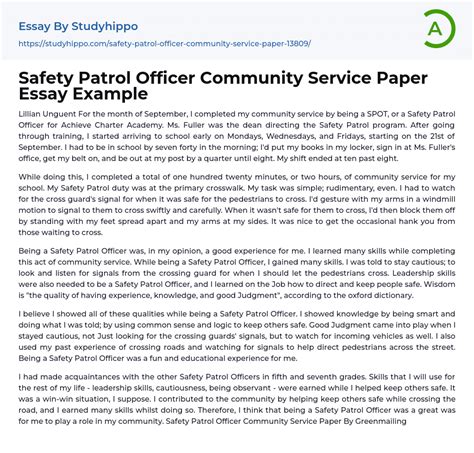 sample essay safety patrol Doc