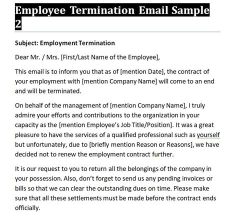 sample executive termination announcement Doc