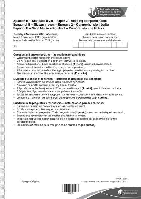 sample ib spanish b sl paper 2 PDF