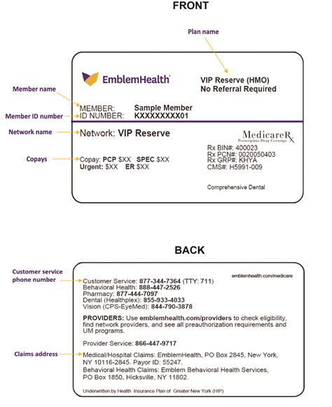 sample insurance card