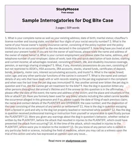sample interrogatories defendant dog bite Doc
