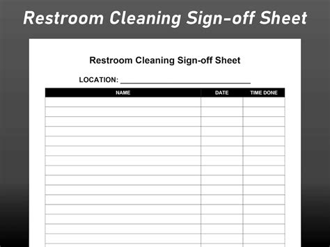 sample janitor restroom cleaning sign off sheet Reader