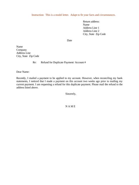 sample letter excess payment refund payment Epub