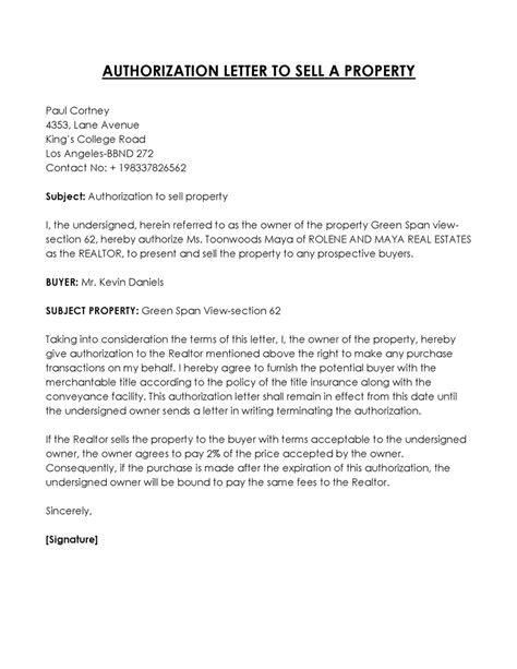 sample letter to sell property Epub