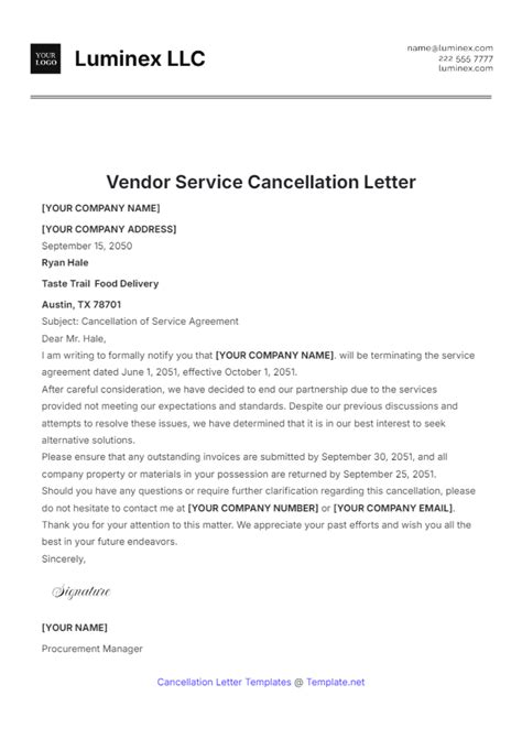 sample letter to vendor to discontinue service pdf Reader