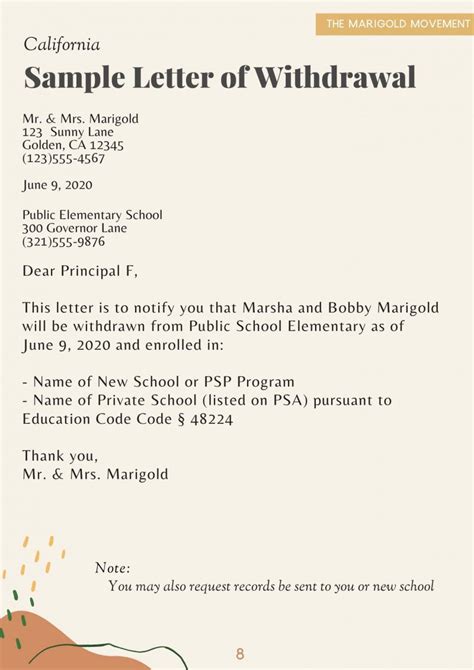 sample letter withdrawal documents PDF