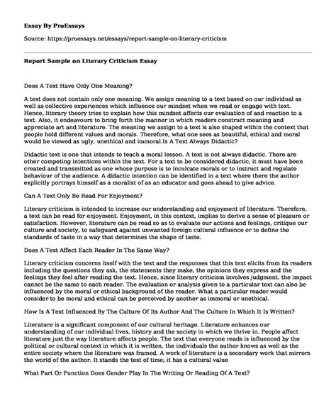 sample literary criticism paper Doc