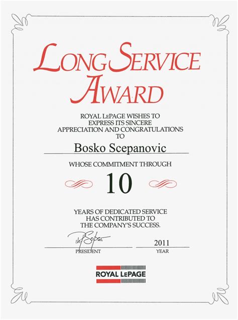 sample long service award certificate template Kindle Editon