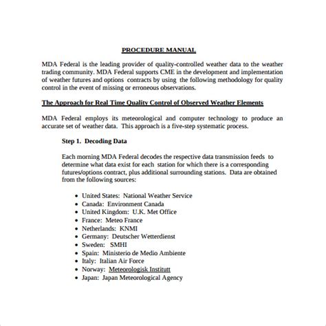 sample manual of procedure Epub