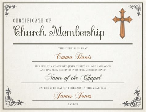 sample membership certificate template church Doc
