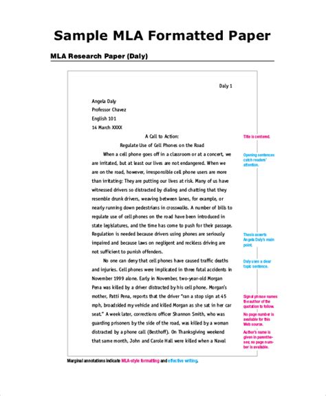 sample mla research paper middle school Doc