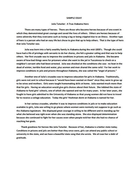 sample of a hero essay Doc