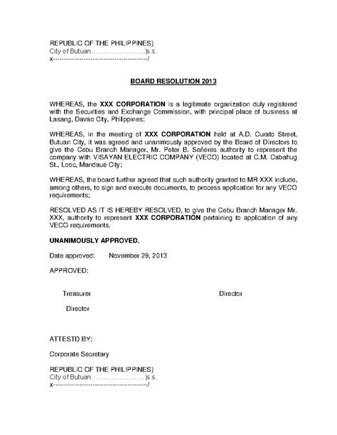 sample of board resolution philippines Kindle Editon