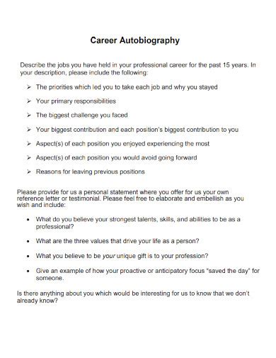 sample of career autobiography Kindle Editon