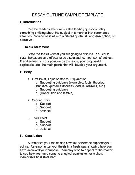 sample of essay outline Reader