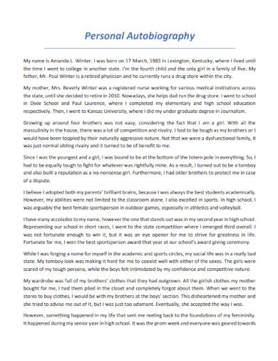sample of personal autobiography Epub