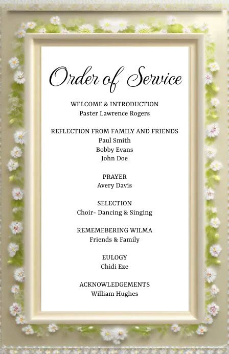 sample order of service for funeral Reader