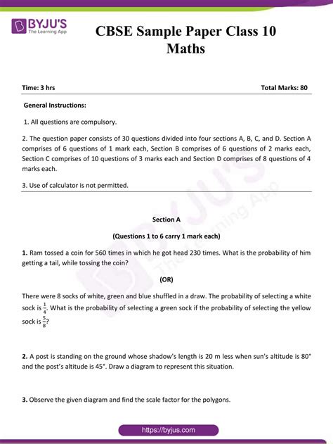 sample papers for class 10 cbse fa1 maths Doc