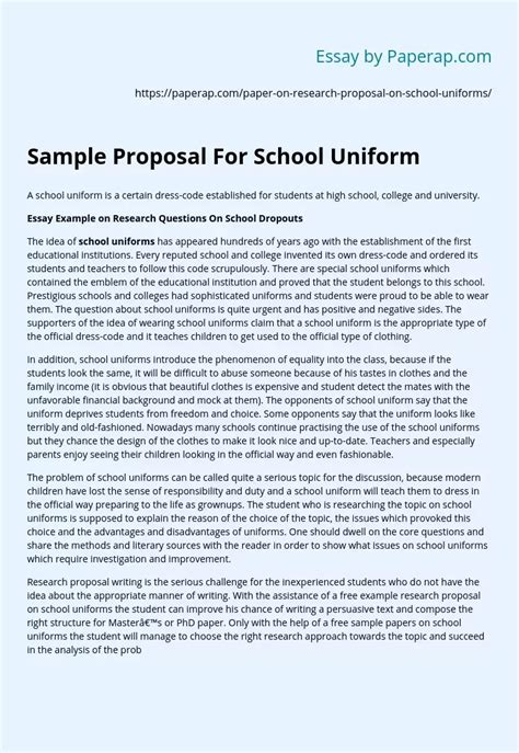 sample proposal to supply school uniforms Reader